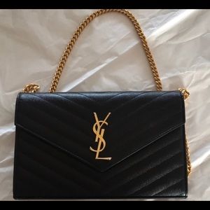 Classic monogram ysl flap front wallet with removable metal
